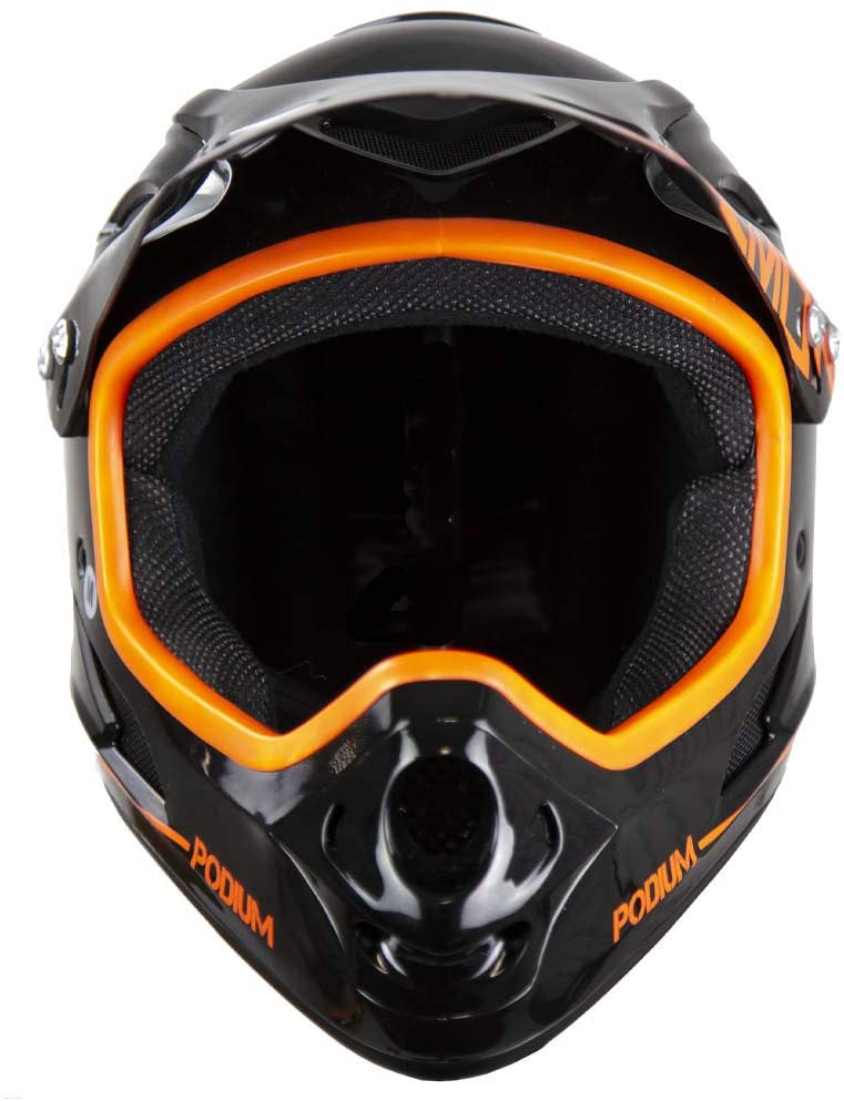 Demon Podium Full Face Bicycle Helmet- Gloss Black/Orange